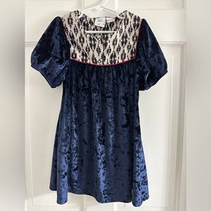 Zara girls velour puffy sleeve dress size 3/4